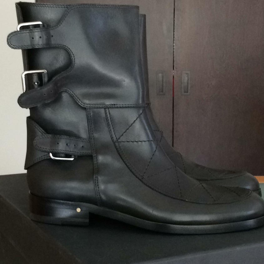 Laurence Dacade Black Leather Biker Boots Size 40.
